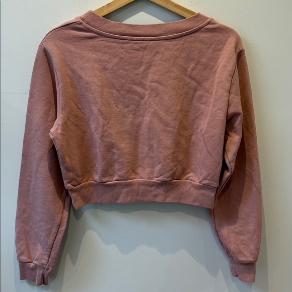 Moschino Milano question mark sweater logo cropped crewneck pullover pink Small - Picture 5 of 11